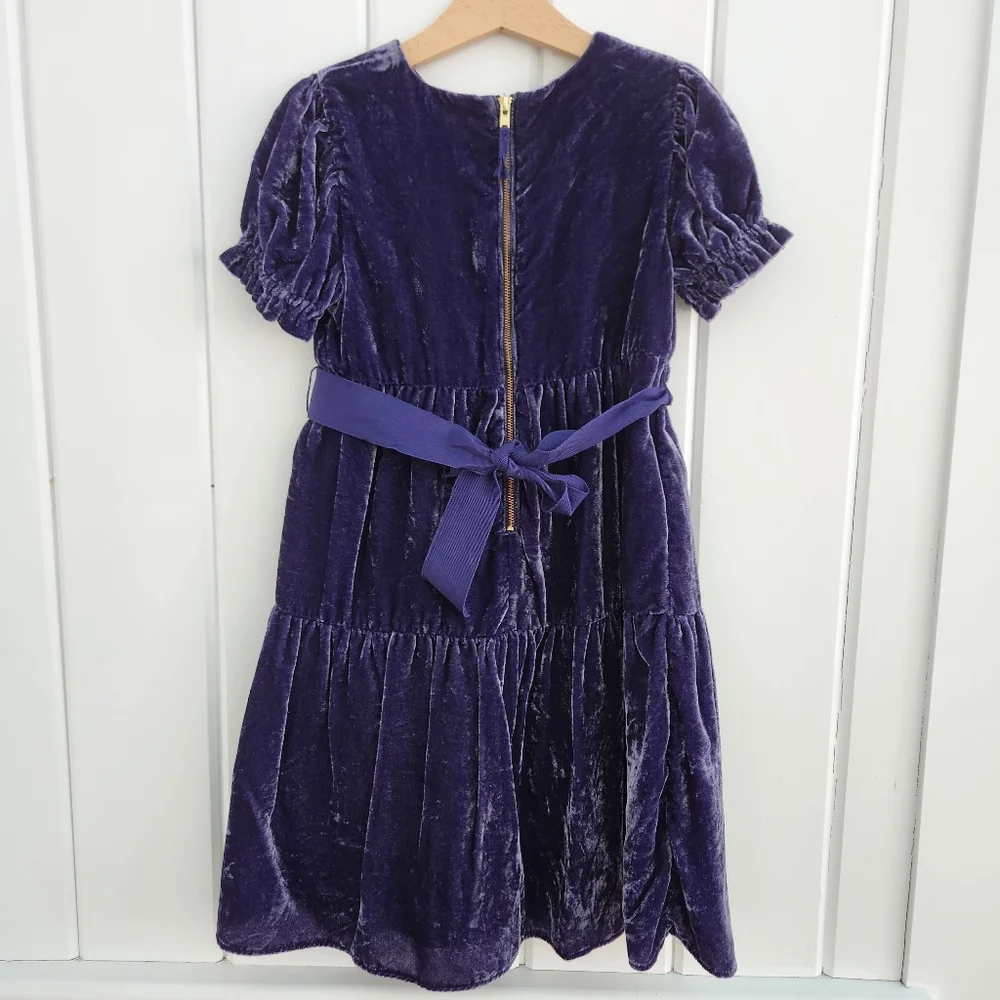 Crewcuts Purple Tiered Velvet Dress Size 7 - Picture 6 of 7